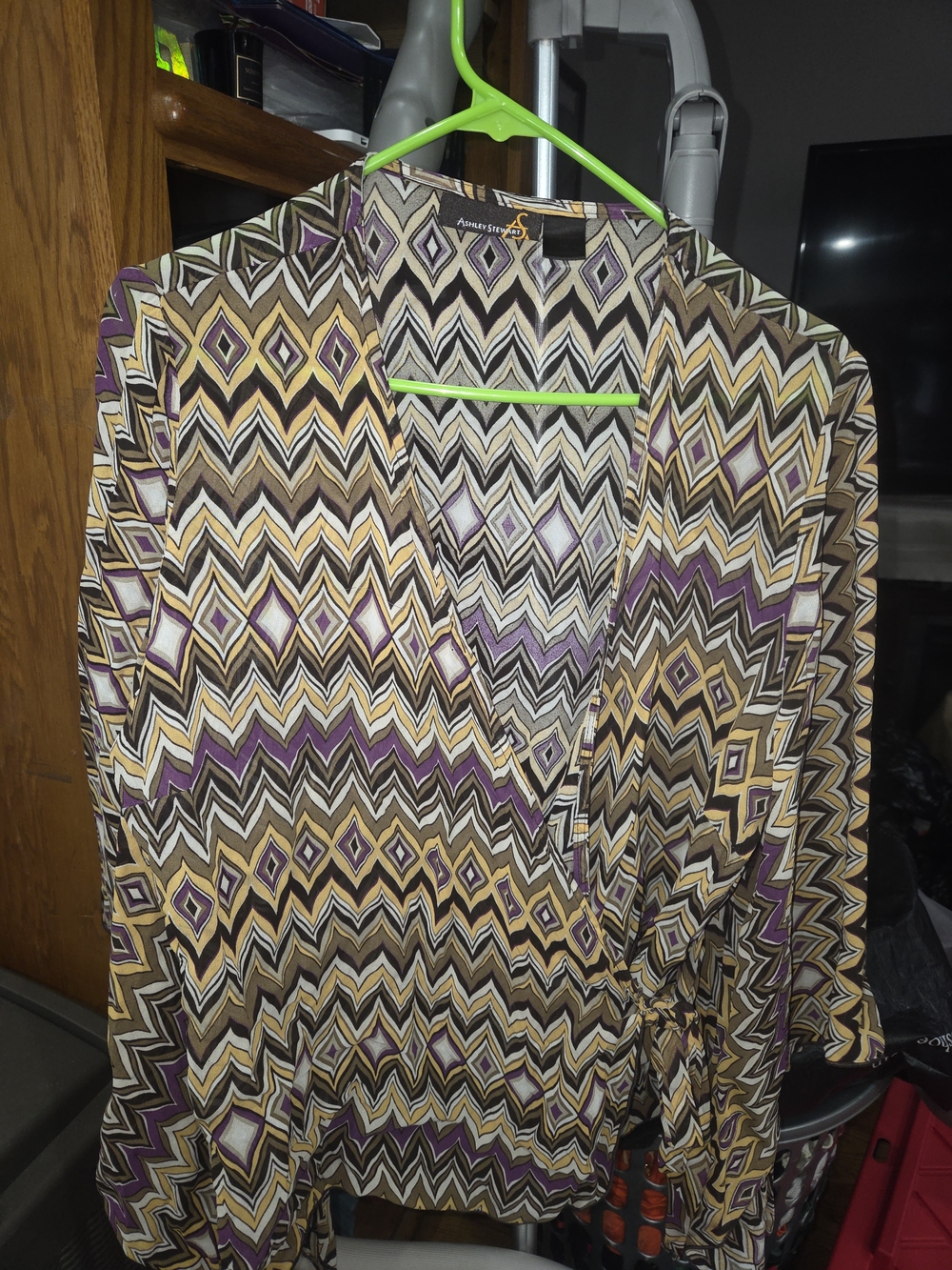 Printed Wrap Jacket in Purple and Tan - Apt. 9